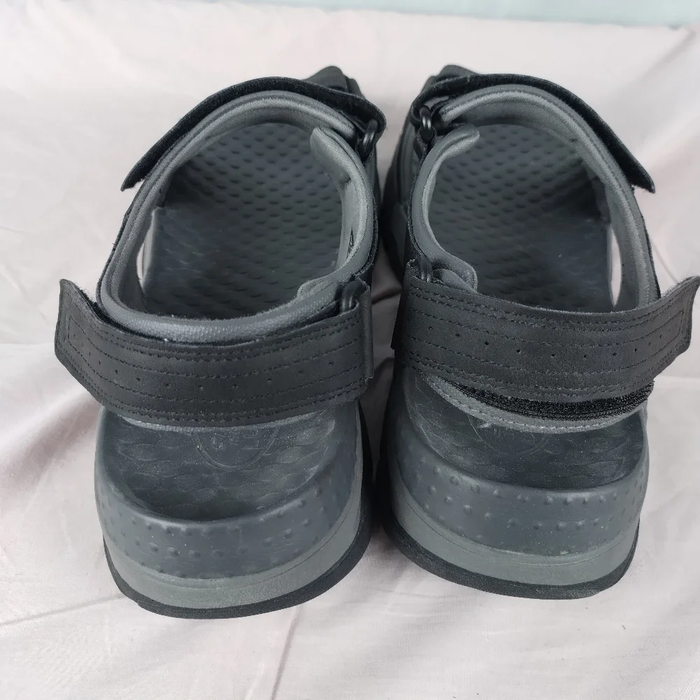 Skechers Sandals Mens 13 Tresmen Garo Relaxed Fit Strap Gray Suede Super Grip